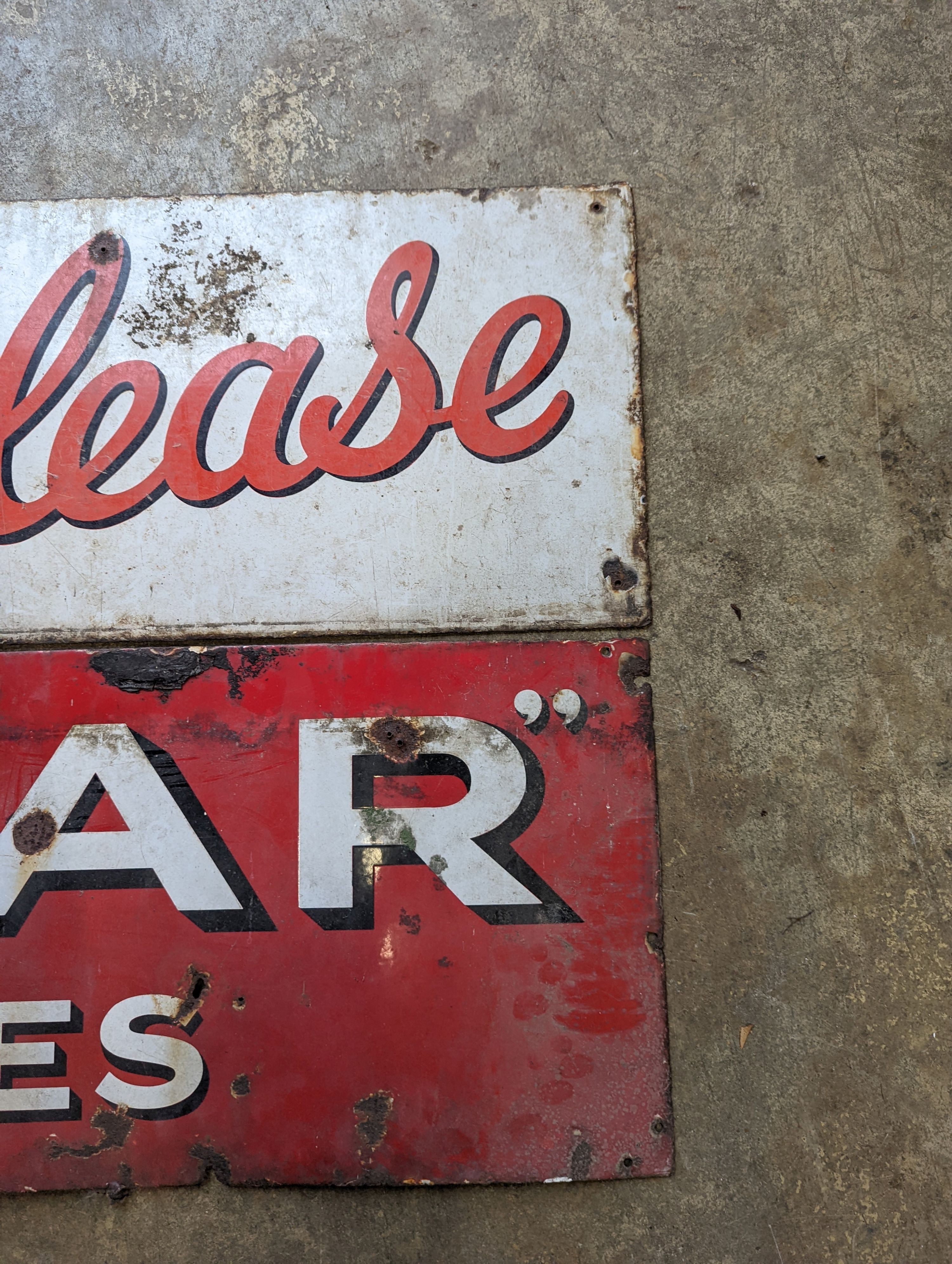 Two enamel advertising signs, 'Wills's Star' and 'Player's Please', larger length 154cm, height 38cm